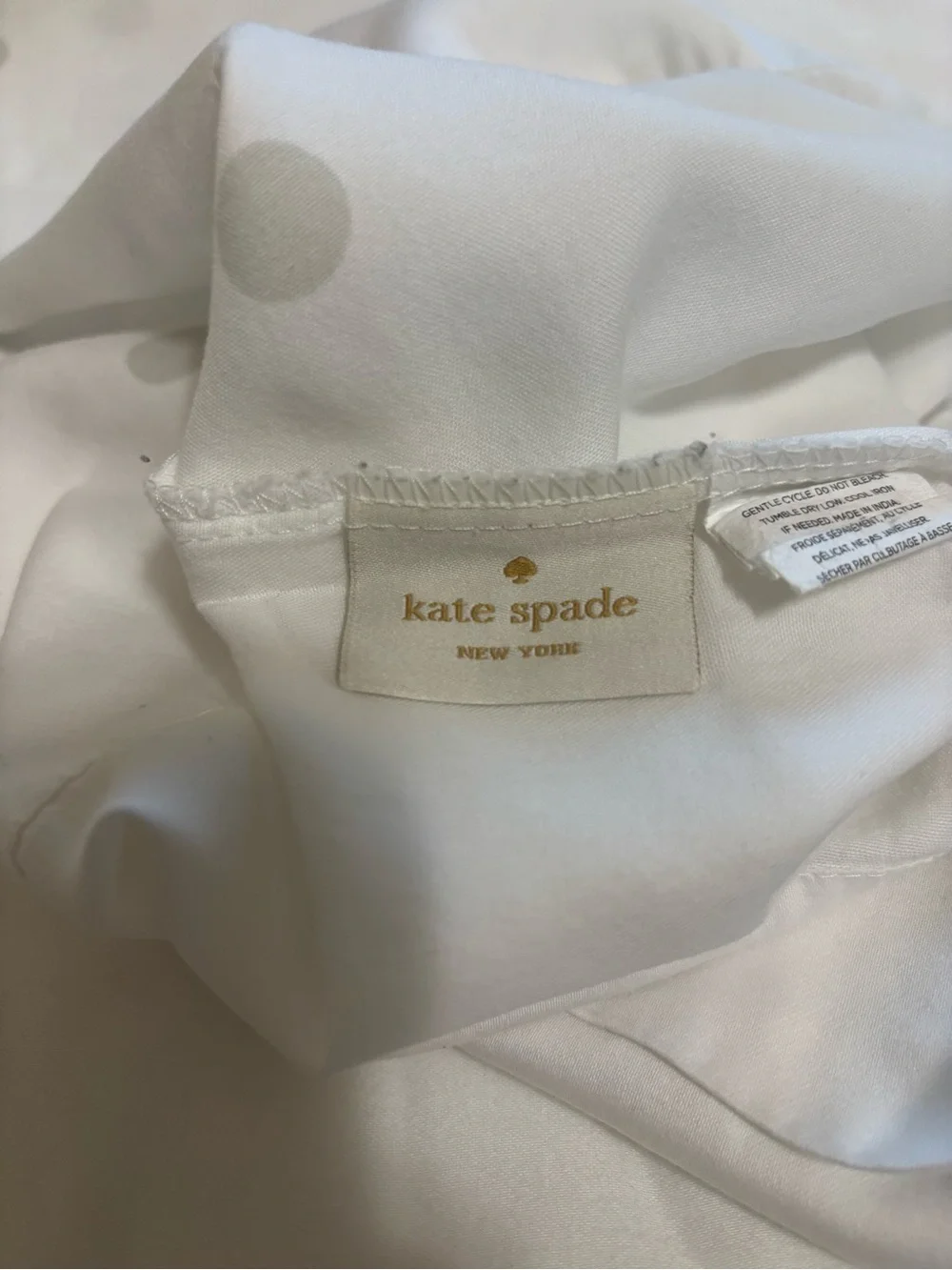 kate spade White with Light Gray Polka Dot Twin Sheet Set